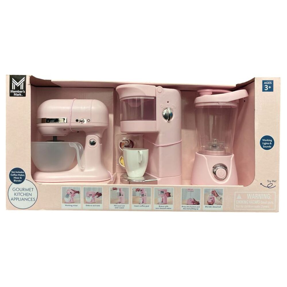 Member's Mark 3-Piece Gourmet Kitchen Appliances Playset, Ages 3+ - Pink